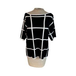 Vince Camuto Window Pane Plaid Sweater Knit Top S Small